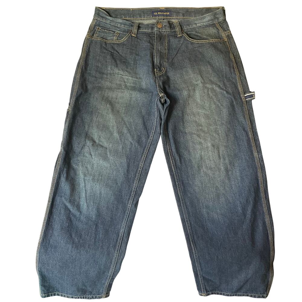 U.S. Polo Assn. Men Jeans size 36x30 Dark Blue Mid Rise Straight Leg Relaxed Fit